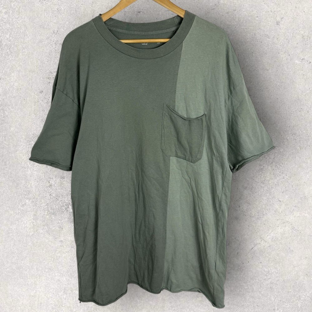 Abercrombie & Fitch Soft Tee Longline Green Mens Sz Medium Chest‎ Pocket T-Shirt
